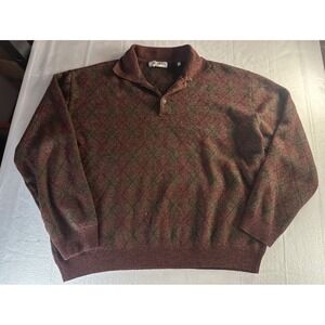 VTG Modango Sweater Large Diamond Knit Grandpa Core Made In Italy
